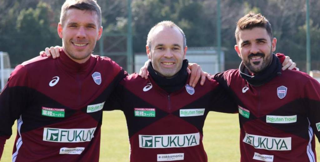Iniesta, Villa y Podolski, juntos en el fútbol japonés