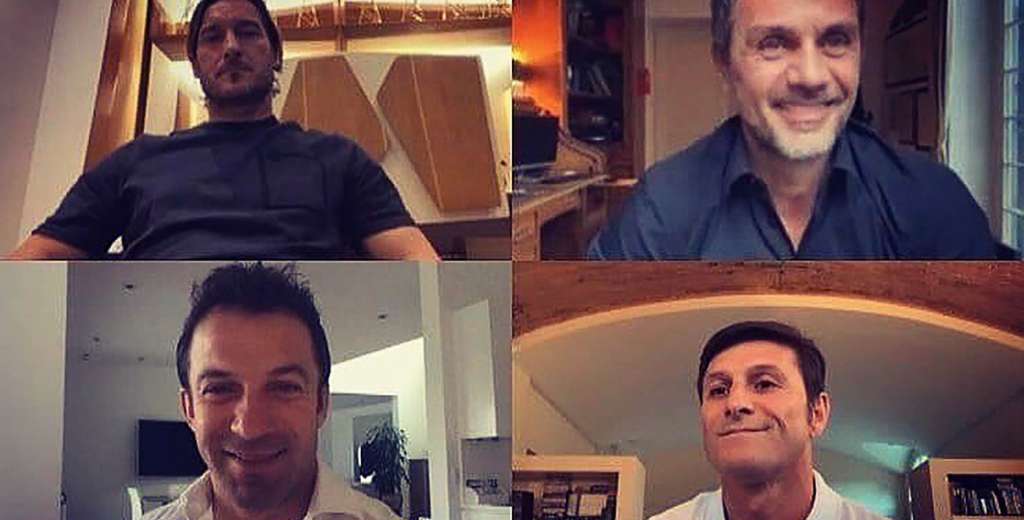 Totti se junt&oacute; con Del Piero, Zanetti, Maldini y tir&oacute; una bomba