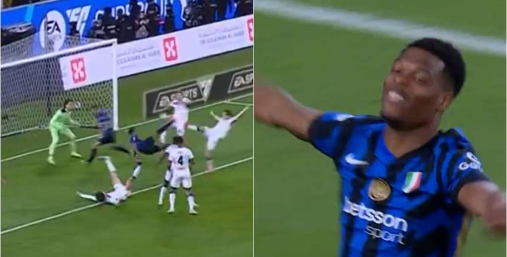 Tremenda pirueta: Dumfries de chilena marc&oacute; el 1-0 para el Inter ante Atalanta