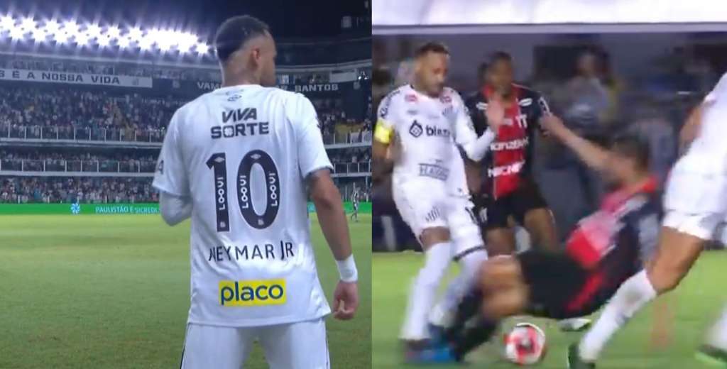 Neymar entró en Santos y al minuto recibió una patada demoledora...