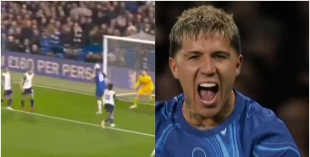 Como si fuera un '9' de área: el golazo de cabeza de Enzo Fernández al Tottenham