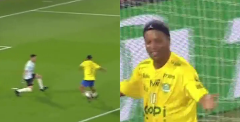 A sus 45 a&ntilde;os emociona: el golazo infernal de Ronaldinho en un duelo de leyendas