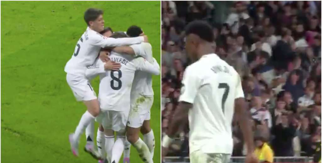 Todos abrazaban a Valverde por su golazo y Vinicius dejó la peor reacción de todas