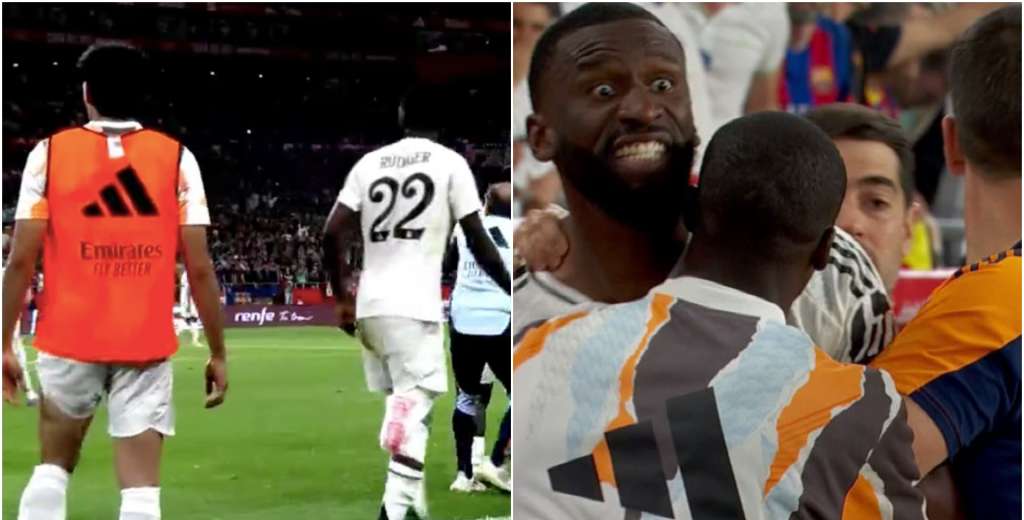 Rudiger es lamentable: le lanza un hielo al árbitro y luego quiere pegarle...