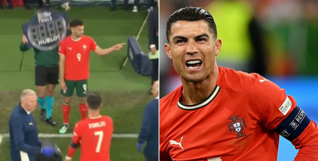 En pleno partido, Cristiano cayó al suelo y pidió el cambio