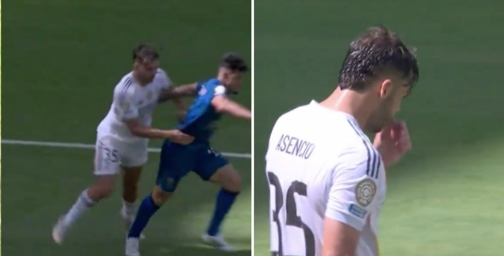 El penal insólito de Asencio: agarró a Leonardo enfrente al árbitro