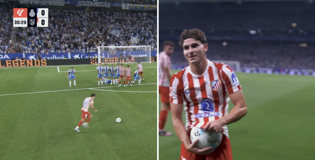 Juli&aacute;n &Aacute;lvarez no es normal: tiro libre descomunal y golazo del Atleti