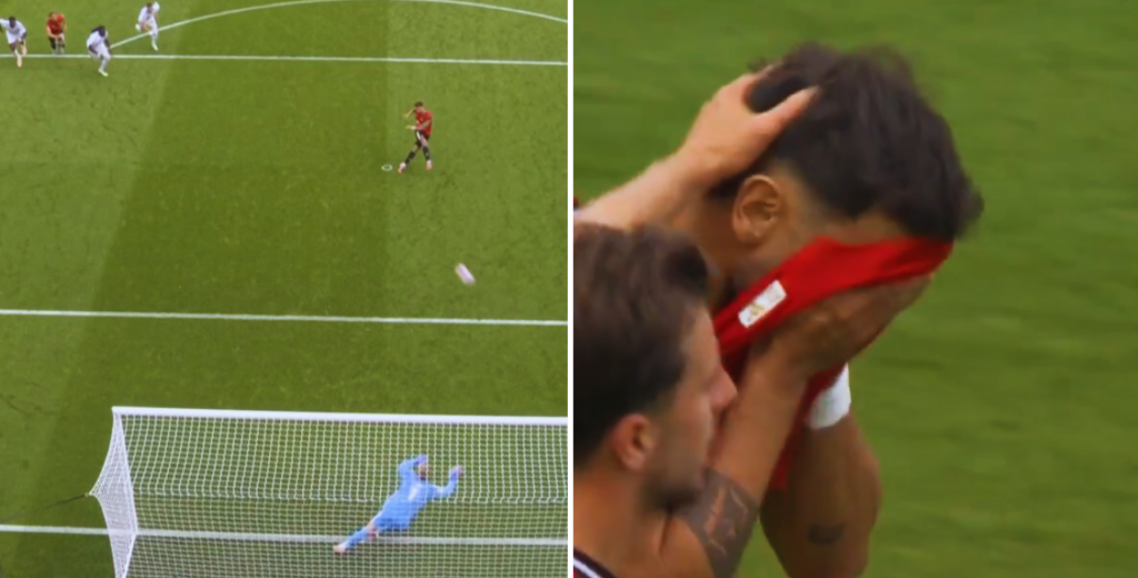 Penal para Manchester United y lo pateó Bruno Fernandes: a las nubes...
