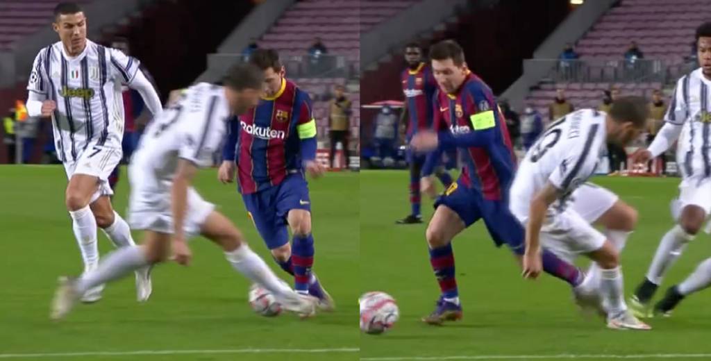 Bonucci quiso frenarlo y Messi le metió un caño brutal