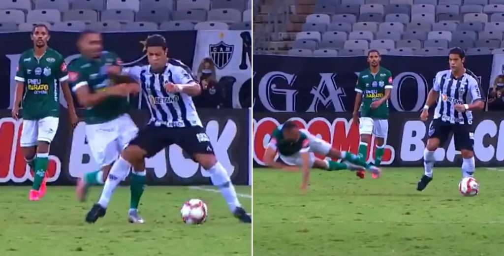 Un rival fue a marcarlo y Hulk lo tiró con un empujón