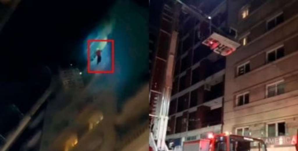 Un jugador de Rentistas se cuelga del balcón por un incendio