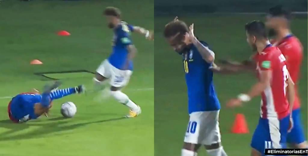 Neymar le pegó a Ángel Romero en el piso y se armó