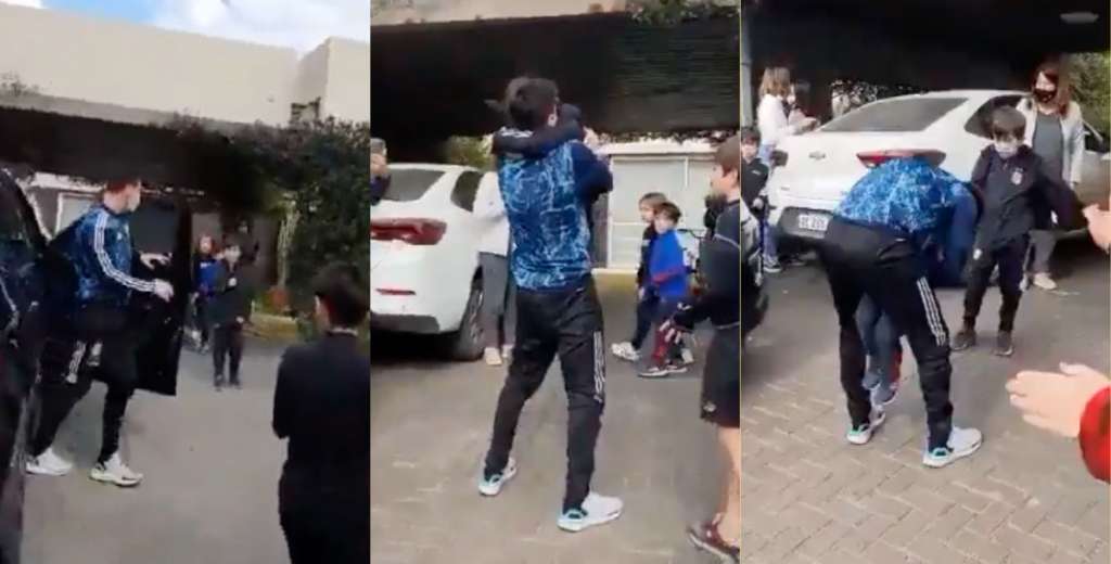 El emocionante abrazo de Messi con sus hijos