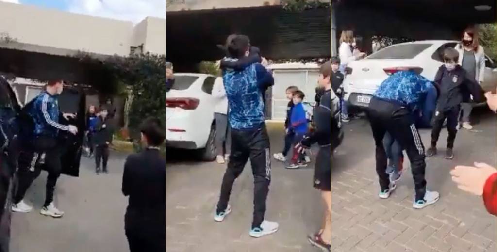 El emocionante abrazo de Messi con sus hijos