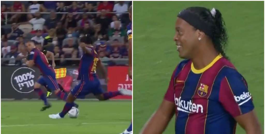 Ronaldinho sigue siendo un mago: casi mete un gol de mitad de cancha