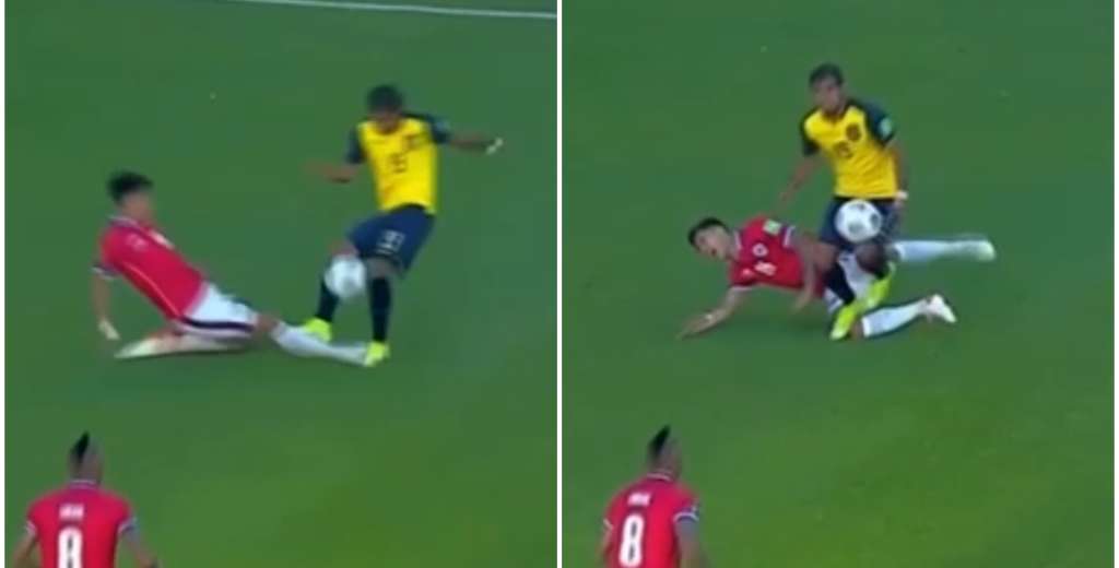 Fueron a disputar el bal&oacute;n y Sornoza meti&oacute; un tremendo pisot&oacute;n