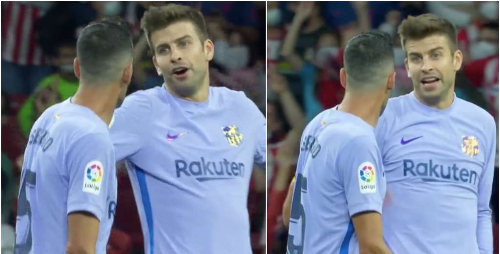 Pique y Busquets cara a cara: la dura discusi&oacute;n en pleno partido