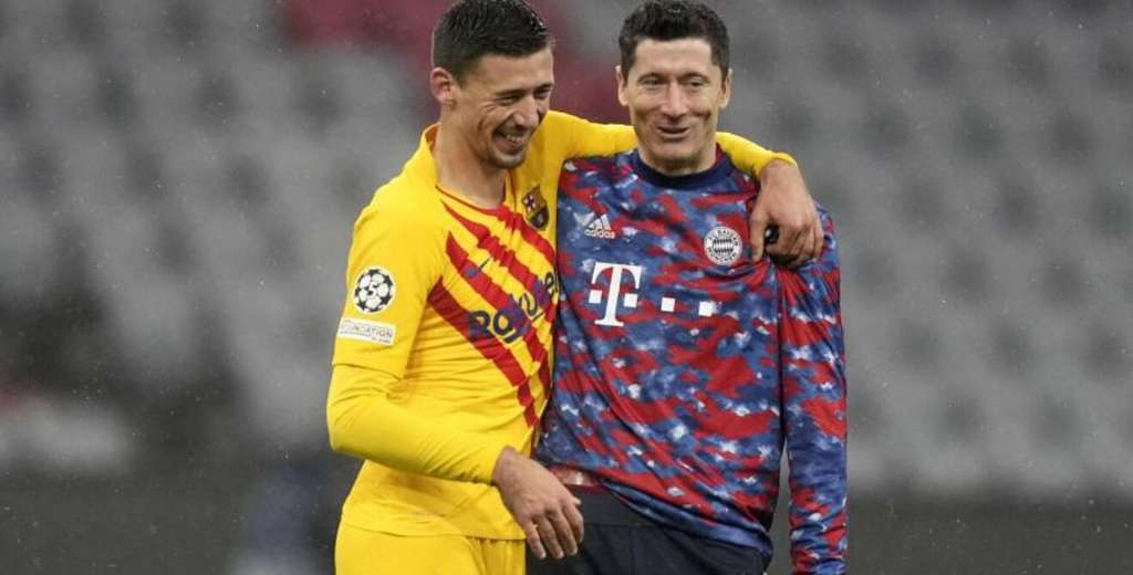 Lenglet explic&oacute; su foto sonriendo con Lewandowski