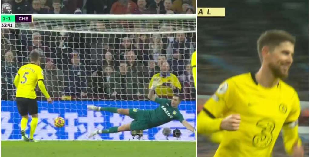 Jorginho no perdona de penal y empata el encuentro ante Aston Villa