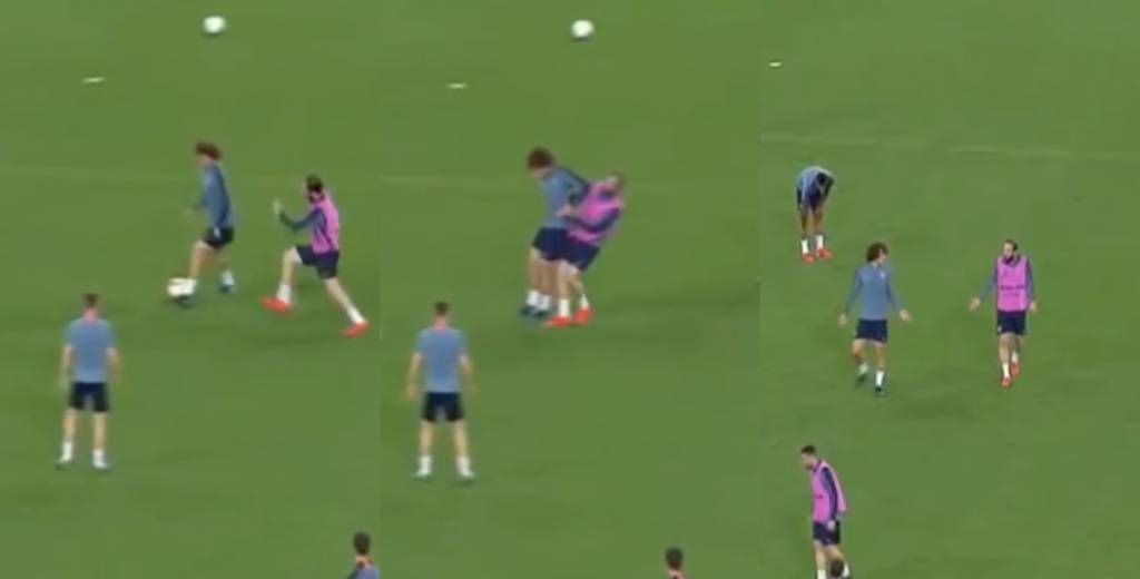 David Luiz le metió un codazo a Higuaín y se suspendió la práctica en Chelsea