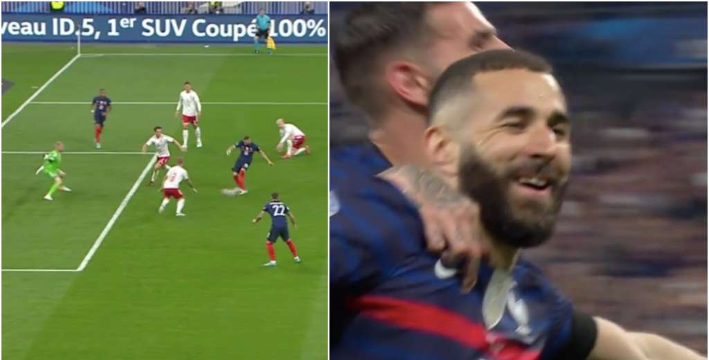 Es imparable: el tremendo golazo que meti&oacute; Benzema contra Dinamarca