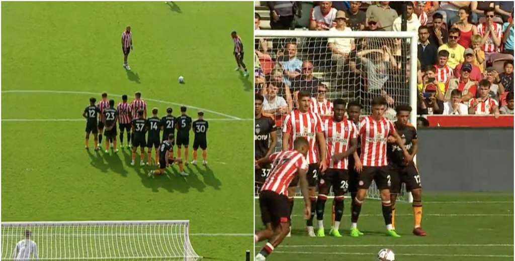 Le armaron una barrera de 11 jugadores: Toney le revent&oacute; el &aacute;ngulo