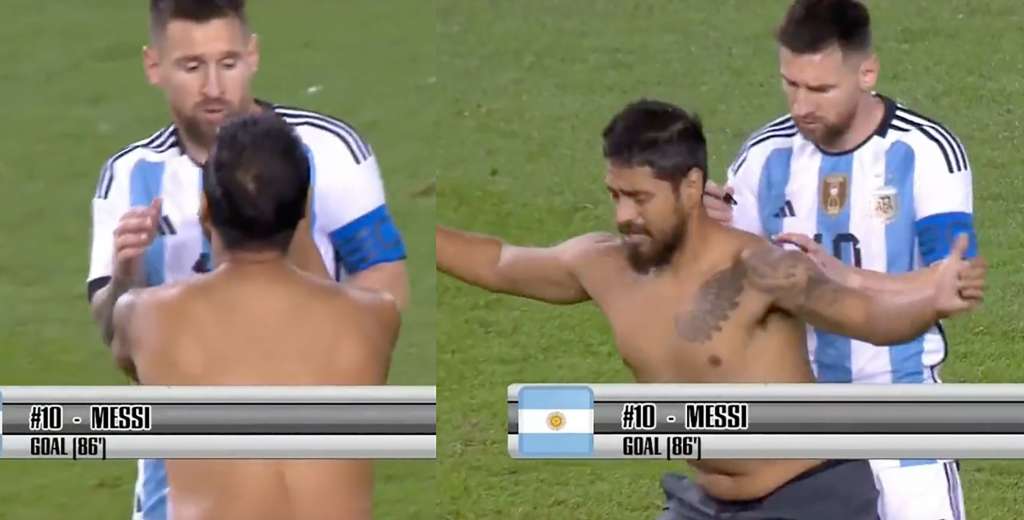 Nunca visto: un hincha entró y Messi le firmó la espalda