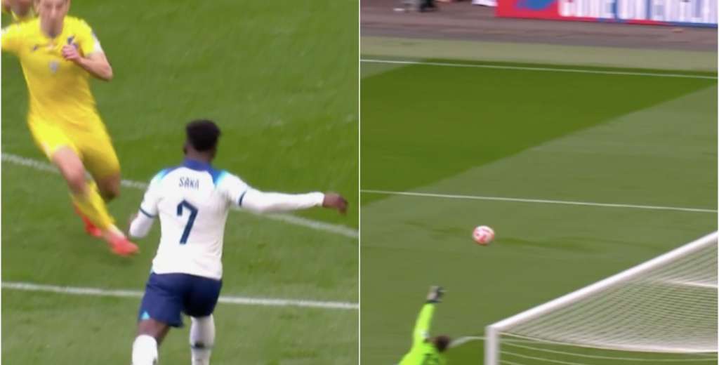 Qu&eacute; genialidad de Bukayo Saka: le peg&oacute; a colocar y la colg&oacute; del &aacute;ngulo
