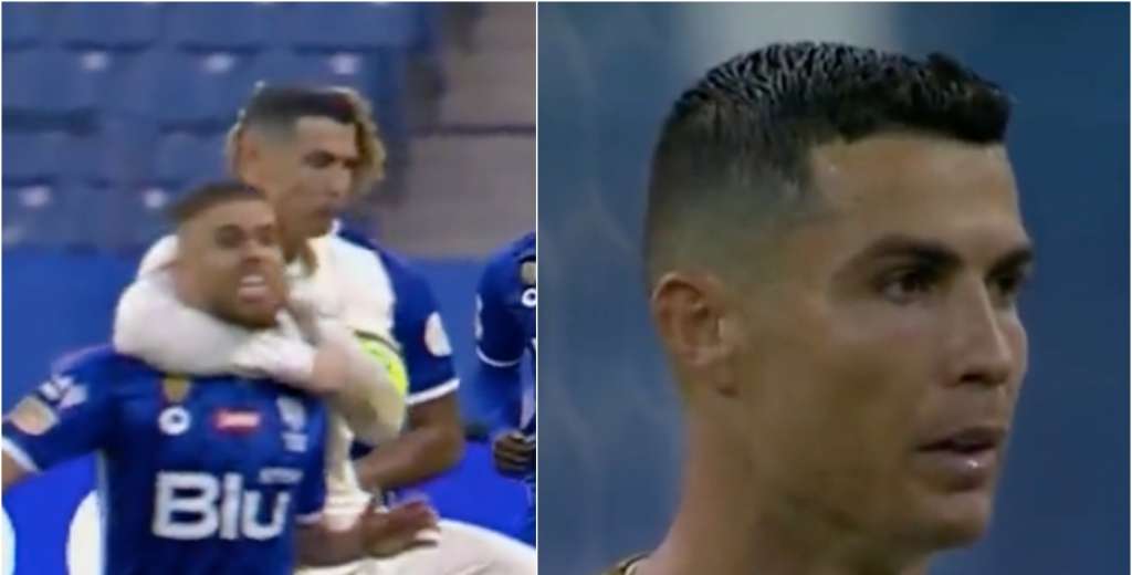 Cristiano Ronaldo indignado: tom&oacute; del cuello a su rival y lo dej&oacute; en el piso