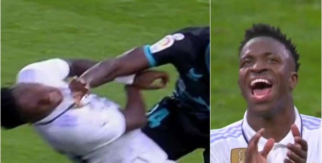 Vinicius no aguanta más: le pegaron en el rostro y lo amonestaron a él