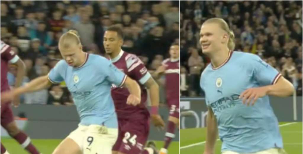 Se puso nervioso: Haaland qued&oacute; cara a cara y dej&oacute; sentado al arquero