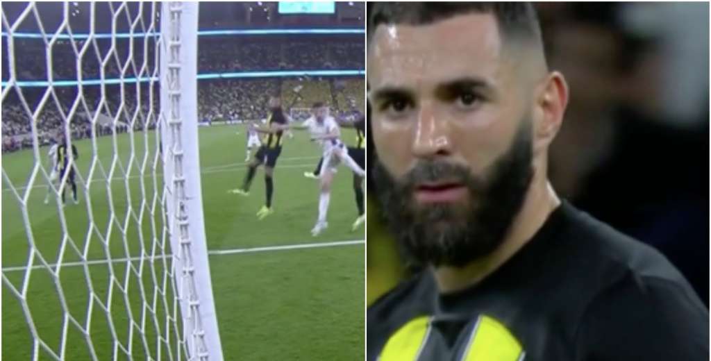 Benzema anot&oacute; un golazo de cabeza con Al Ittihad... pero en contra