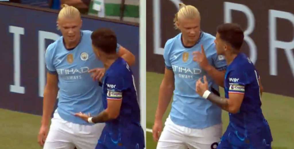 El tremendo cruce entre Enzo Fernández y Haaland ni bien empezó el partido